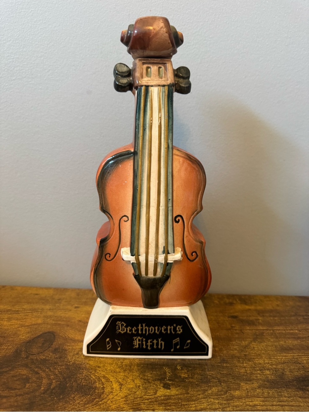 Vintage Japan Musical Violin Decanter Beethoven’s Fifth Music Box Stopper